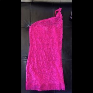Pink VS slip dress one shoulder